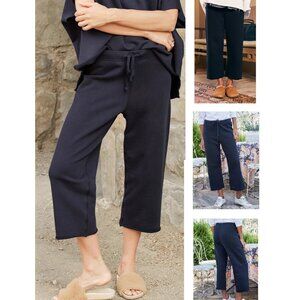 FRANK & EILEEN TEE LAB CATHERINE FAVORITE BR NVY WIDE LEG CROP SWEATPANTS L